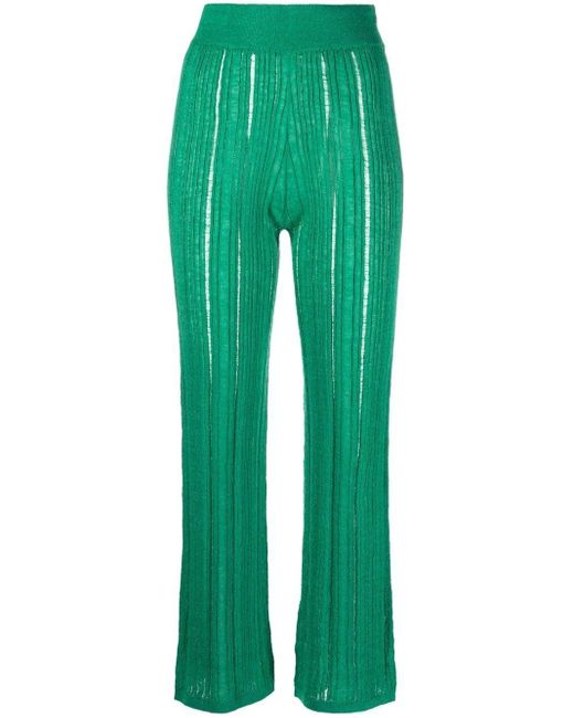 Cult Gaia High-waisted Ribbed-knit Pants in Green | Lyst