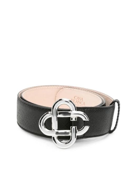 Casablanca Black Monogram-Embossed Leather Belt for men