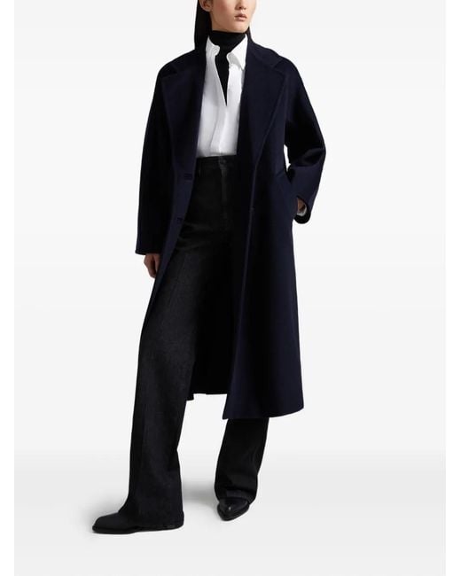 Max Mara Blue Madame 101801 Double-Breasted Buttoned Coat