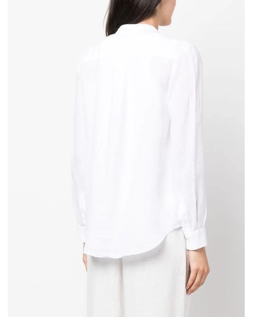 Fay White Long-Sleeve Linen Shirt