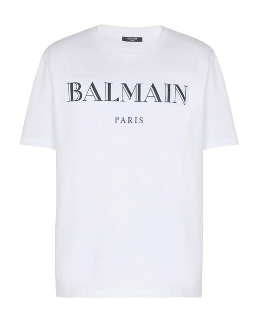Balmain White Print T-Shirt for men