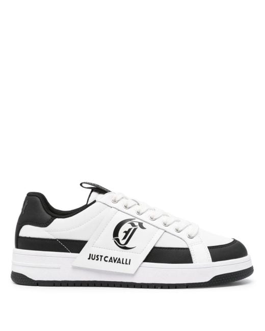 Just Cavalli Logo-print Leather Sneakers in White for Men | Lyst
