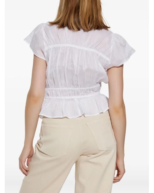 Rag & Bone White Ruffled Peplum Blouse