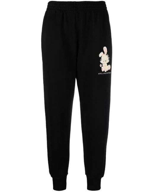 Stella McCartney Black Graphic-Print Tapered Track Pants