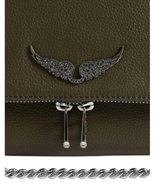 Zadig & Voltaire Gray Rocky Wings Chain-Strap Shoulder Bag