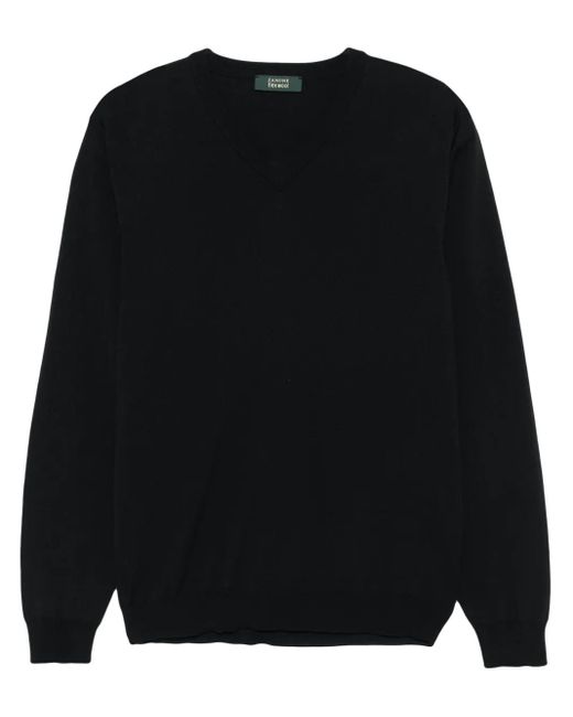 Zanone Black Fine-Knit Jumper for men