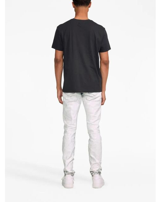 Purple Brand Black Graphic-Print Cotton T-Shirt for men
