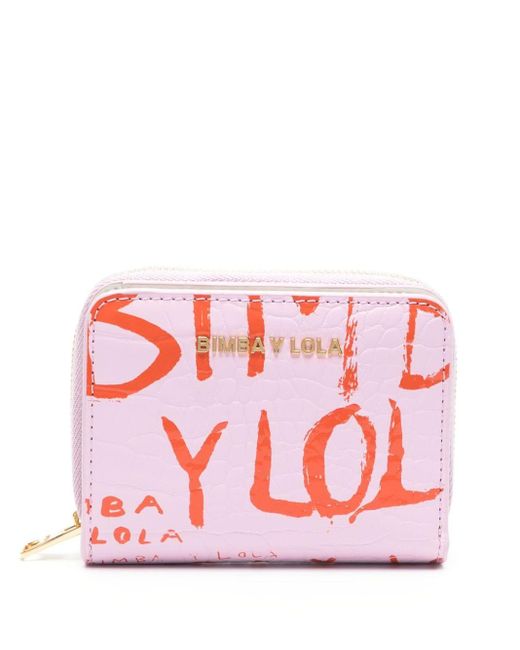 Bimba Y Lola Pink All-over Logo-print Bi-fold Wallet
