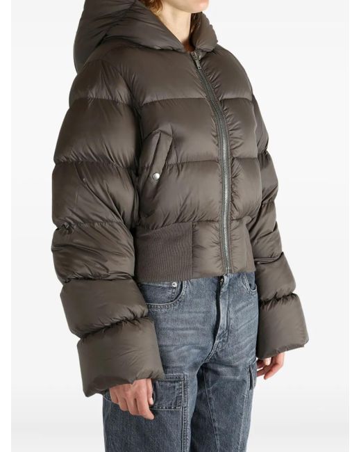 Rick Owens Brown Hooded Puffer Jacket