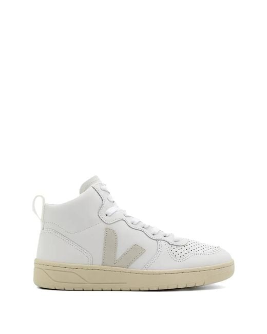 Veja White V-15 Panelled Sneakers