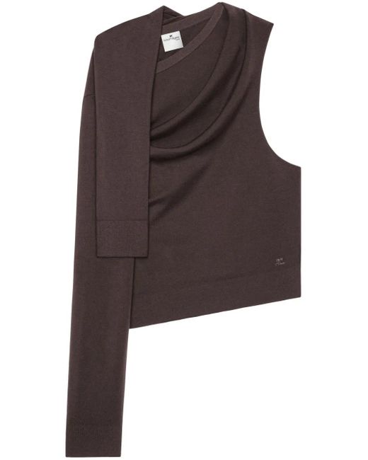 Courreges Off-Shoulder Gebreide Top in het Brown