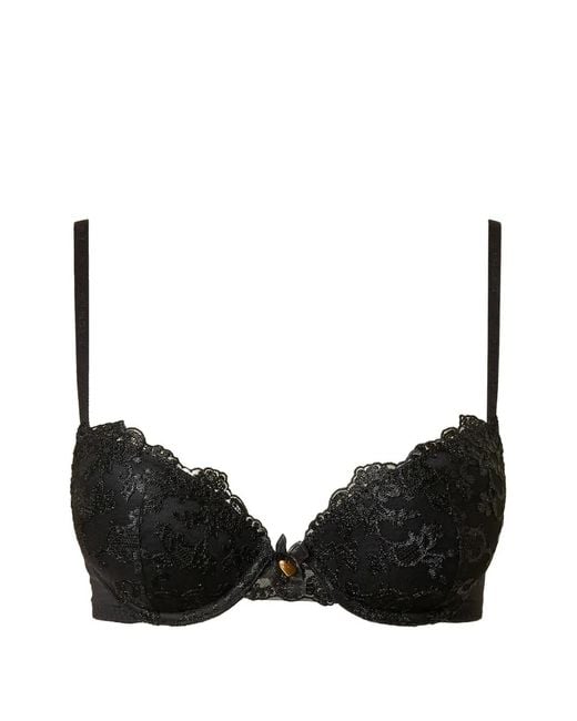 Twinset Black Embroidered Tulle Push-Up Bra