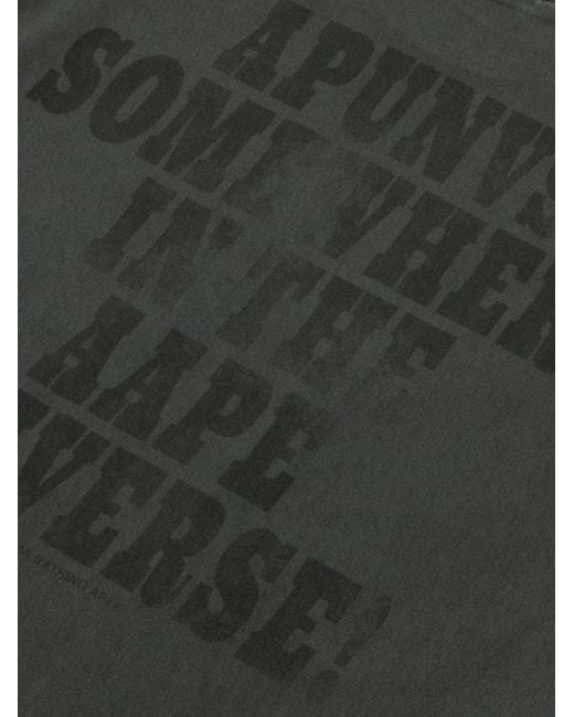Aape By A Bathing Ape Gray Graphic-Print Cotton T-Shirt for men