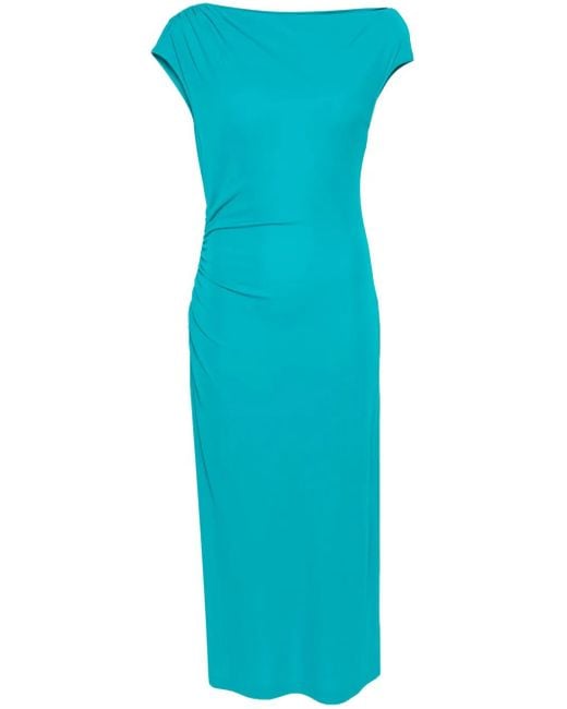 Alberta Ferretti Blue Cowl-Neck Midi Dress