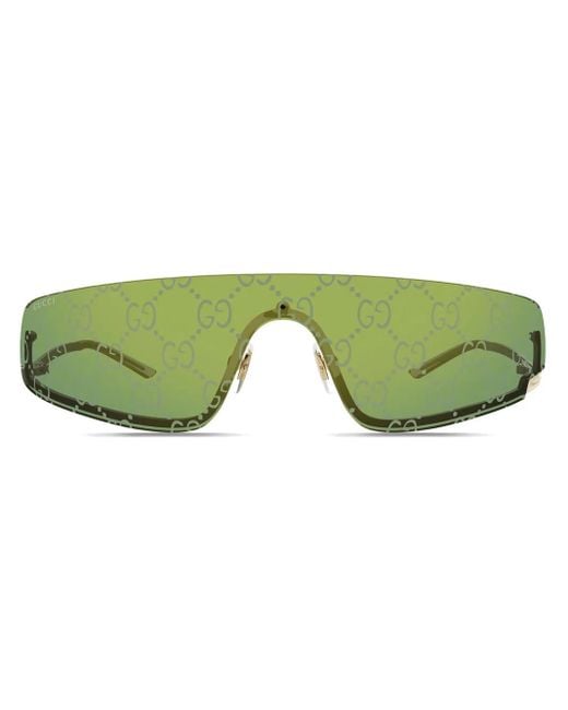 Gucci Green Mask-Shaped Frame Sunglasses