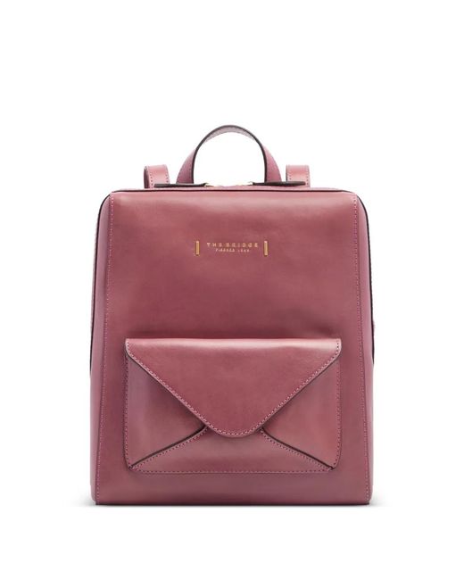 The Bridge Pink Frida Leather Envelope-Pocket Backpack