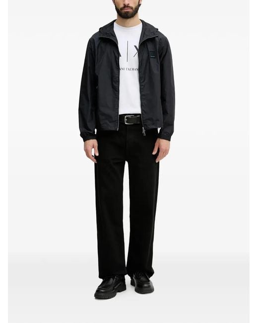 ARMANI EXCHANGE Black Logo-Print Long-Sleeve T-Shirt for men
