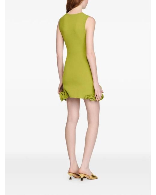 Sandro Green Ruffled Knitted Mini Dress