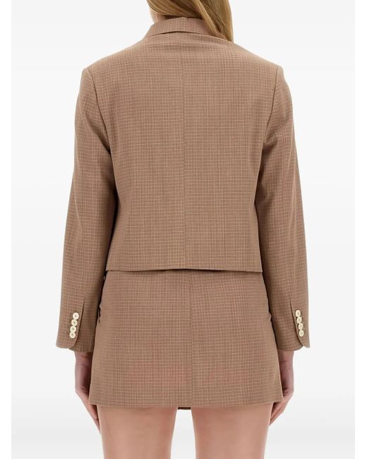 Alysi Brown Checked Cropped Jacket