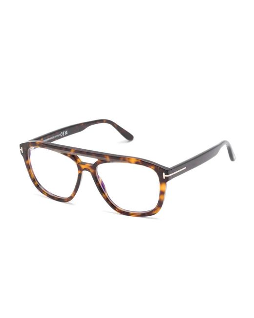 Tom Ford Brown Tortoiseshell-Effect Glasses for men