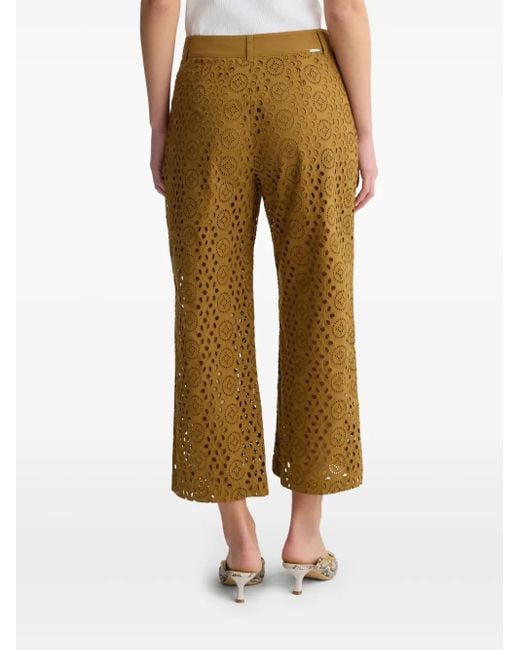Liu Jo Natural Embroidery Cropped Trousers