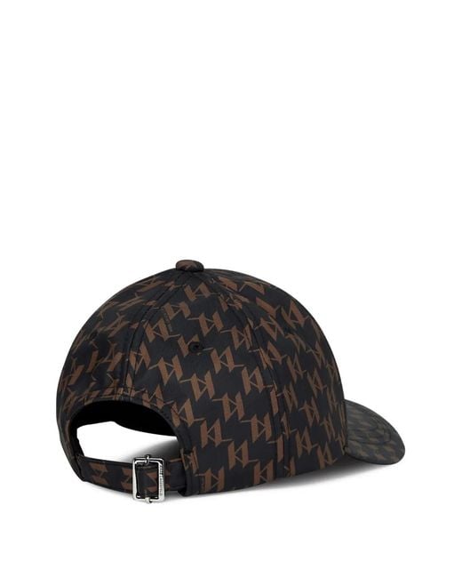 Karl Lagerfeld Black Monogram-Print Cap for men