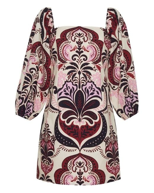 Cara Cara Red Puff-Sleeve Mini Dress