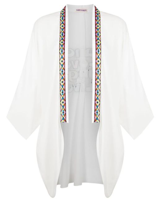 Olympiah White Sequin-embellished Short Kimono