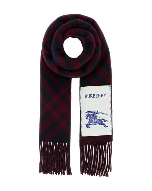 Burberry Blue Checked Cashmere Scarf