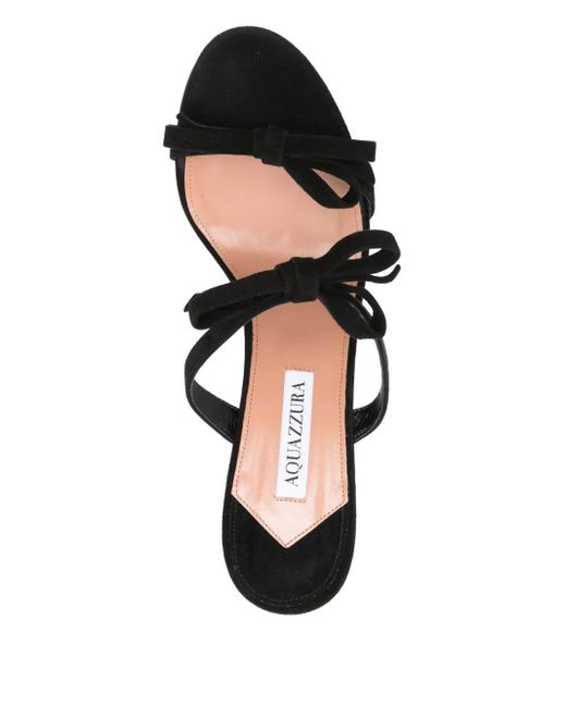 Aquazzura Black 100Mm Soave Bow-Embellished Stiletto Sandals