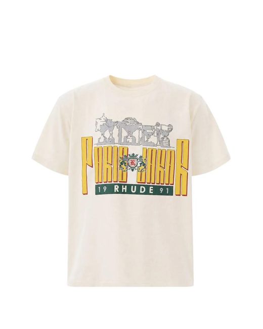 Rhude White Trofeo Graphic-Print T-Shirt for men