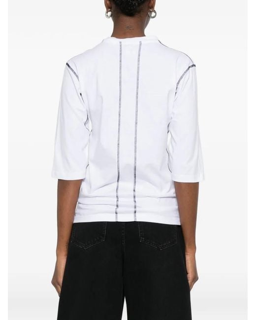 GR10K White T-Shirt À Coutures Contrastantes
