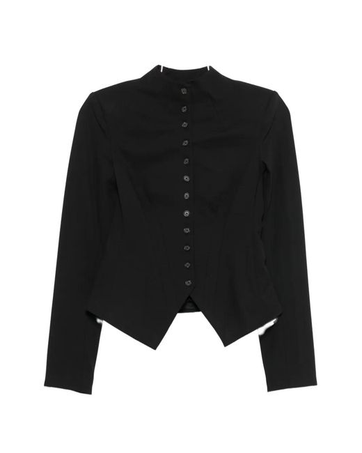 Staud Black Adrian Button-Up Fitted Jacket