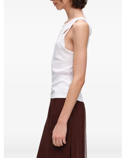 Bimba Y Lola White Ribbed Top With Overlapping Cross Back