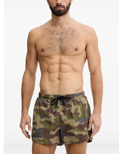 Aeronautica Militare Green Camouflage-Print Drawstring Swim Shorts for men