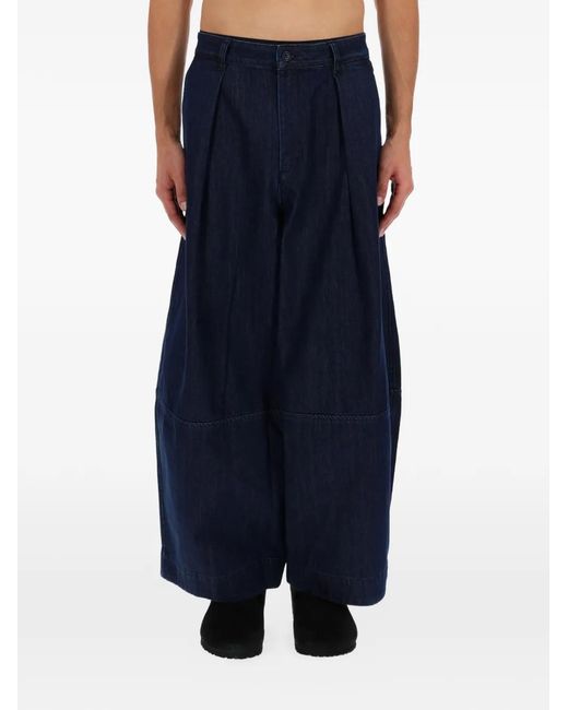 YMC Blue Pleated Jeans for men