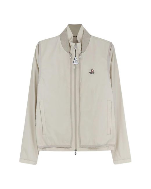 Moncler White Zip-Up Logo Jacket for men
