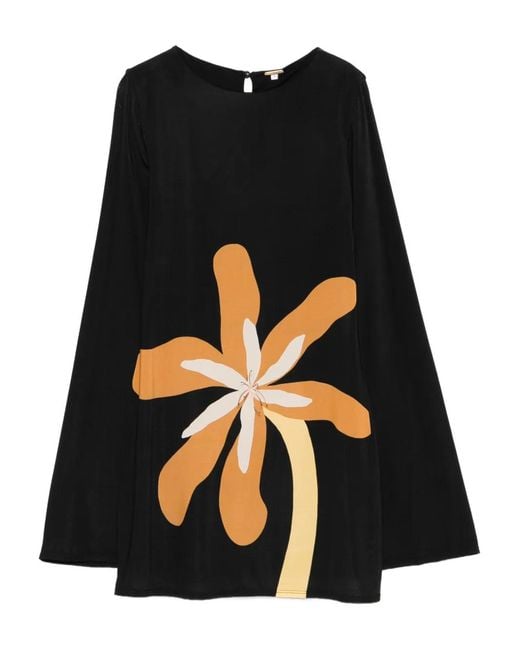 Cala De La Cruz Black Maisha Long-Sleeve Mini Dress