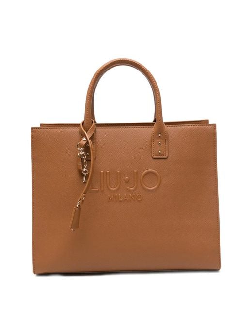 Liu Jo Brown Logo-Embossed Tote Bag