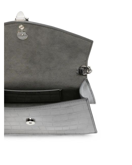 McQueen White Mini Skull Croc-Effect Shoulder Bag