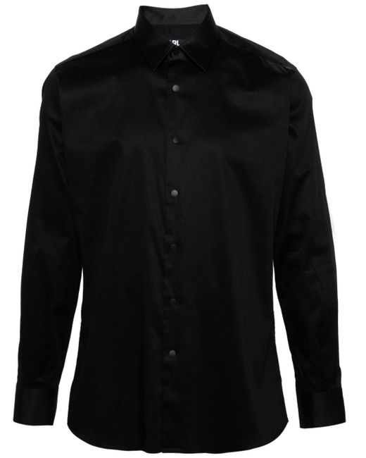 Camicia con bordo satinato di Karl Lagerfeld in Black da Uomo