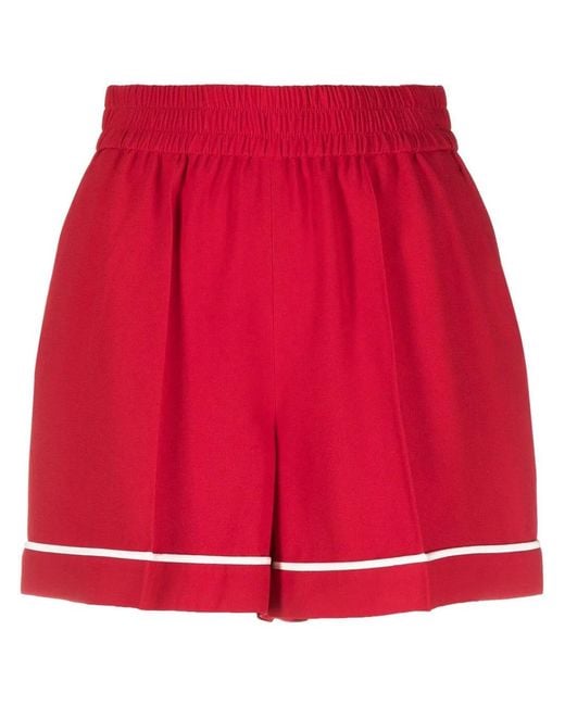 RED Valentino Red Contrast-Trim Crepe Shorts