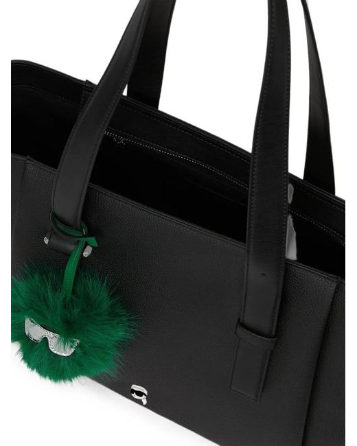 Karl Lagerfeld Black Large Ikon Pebble Tote Bag
