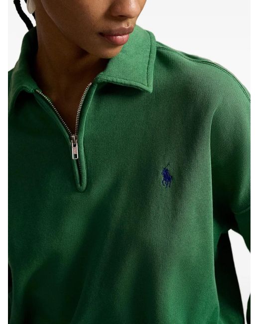 Polo Ralph Lauren Green Quarter-Zip Embroidered Sweatshirt