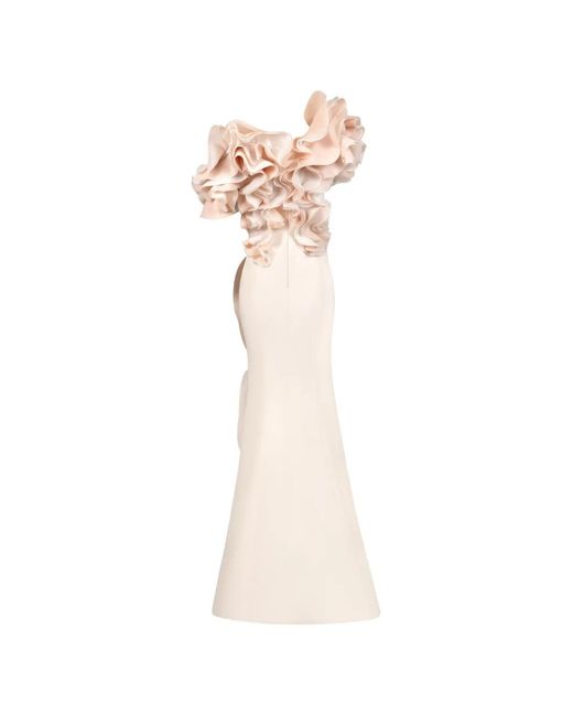 Gaby Charbachy White Ruffled Gown