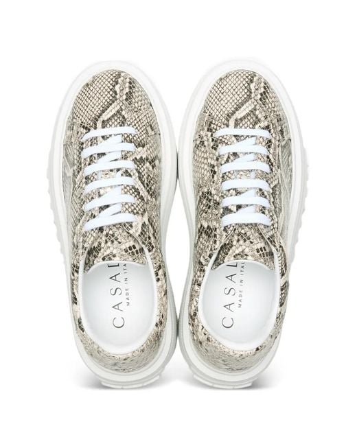 Casadei White Nexus Basilisco Python-Print Sneakers