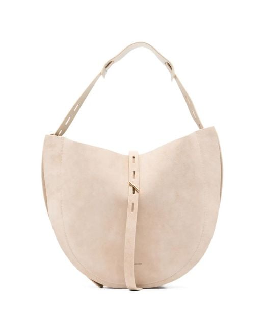 MINOBOSSI White Liz Suede Shoulder Bag