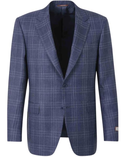 メンズ Canali チェック ジャケット Blue