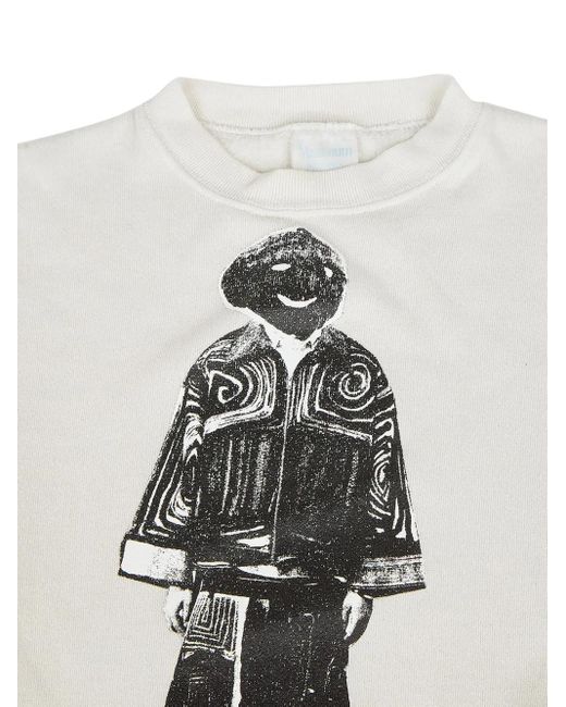 DRx FARMAxY FOR LN-CC White Graphic-Print Crew-Neck Sweatshirt