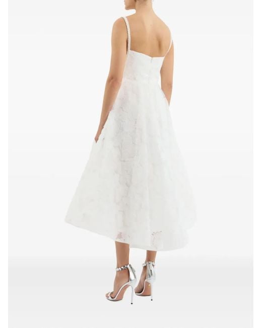 Rebecca Vallance White Deliah Floral-Embroidered Midi Dress
